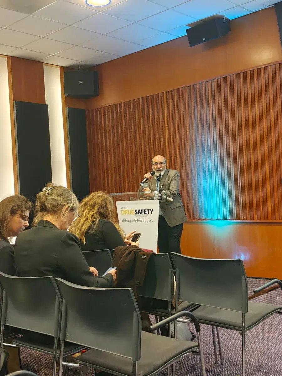 Moin Don chairing Drug Safety session at World Drug Safety Congress Europe 2025, Amsterdam, Netherlands